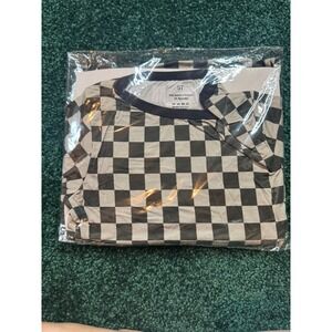 Unbranded bamboo long sleeve pajama set, dark green and light green checks‎ 5T